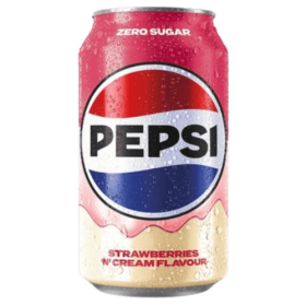 PEPSI STRAWBERRY & CREAM ZERO SUGAR 330ML 24 LATTINE