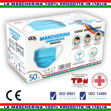 Mascherina Chirurgica col. NERE pacco da 50 pz , confezioni da 10 mascherine