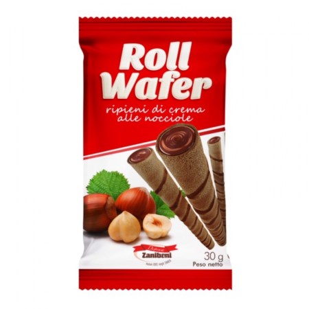 ZANIBONI ROLL WAFERS RIPIENI CREMA DI NOCCIOLA CONF.24 PEZZI - ZANIBONI