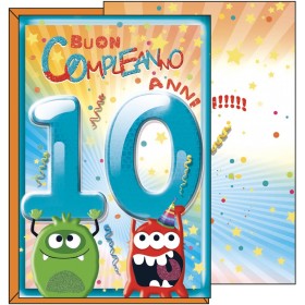 BIGLIETTI AUGURI 10° COMPL. BIMBI E MOSTRI 6 PEZZI