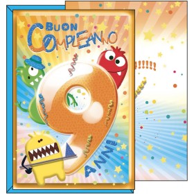 BIGLIETTI AUGURI 9° COMPL. BIMBI E MOSTRI 6 PEZZI