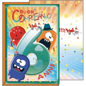BIGLIETTI AUGURI 6° COMPL. BIMBI E MOSTRI 6 PEZZI