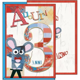 BIGLIETTI AUGURI 3° COMPL. BIMBI E TOPINI 6 PEZZI