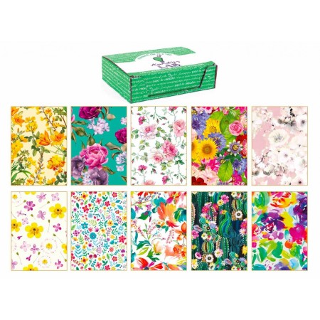 CARTA DA REGALO 100 FOGLI  FIORI 10X10