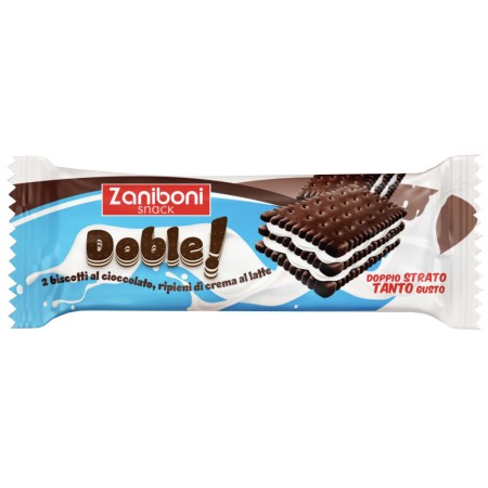 DOBLE! BISCOTTO CACAO CON CREMA DI LATTE 24 PZ X 36,6 GR - ZANIBONI