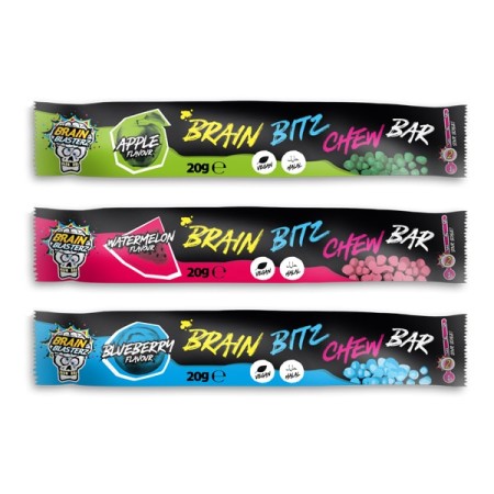 Brain Blasterz Brain Bitz Chew Bar Caramelle aspre morbide e fruttate x 24 pezzi