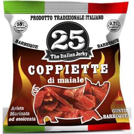 THE ITALIAN JERKY - COPPIETTE DI CARNE SECCA 25 G - ESPOSITORE DA 14 BUSTINE - BBQ